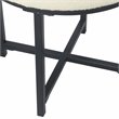 HomePop Round Transitional Metal and Faux Sheepskin Fabric Ottoman in Cream