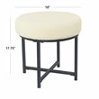 HomePop Round Transitional Metal and Faux Sheepskin Fabric Ottoman in Cream