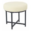 HomePop Round Transitional Metal and Faux Sheepskin Fabric Ottoman in Cream