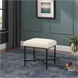 HomePop Square Transitional Metal and Faux Sheepskin Fabric Ottoman in Cream