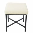 HomePop Square Transitional Metal and Faux Sheepskin Fabric Ottoman in Cream