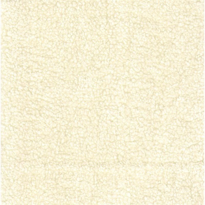 HomePop Square Transitional Metal and Faux Sheepskin Fabric Ottoman in Cream