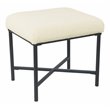 HomePop Square Transitional Metal and Faux Sheepskin Fabric Ottoman in Cream