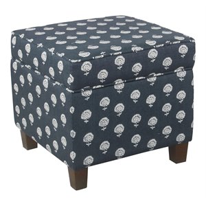 homepop traditional fabric storage cube ottoman in navy and white small floral