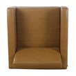HomePop Modern Faux Leather Accent Chair with Matte Black Metal Legs in Brown