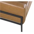HomePop Modern Faux Leather Accent Chair with Matte Black Metal Legs in Brown