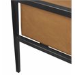 HomePop Modern Faux Leather Accent Chair with Matte Black Metal Legs in Brown