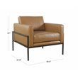 HomePop Modern Faux Leather Accent Chair with Matte Black Metal Legs in Brown