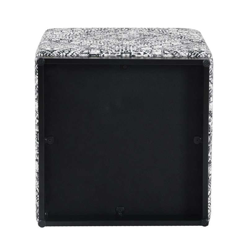 HomePop Cube Square Design Modern Tribal Pattern Fabric Ottoman in Black/White