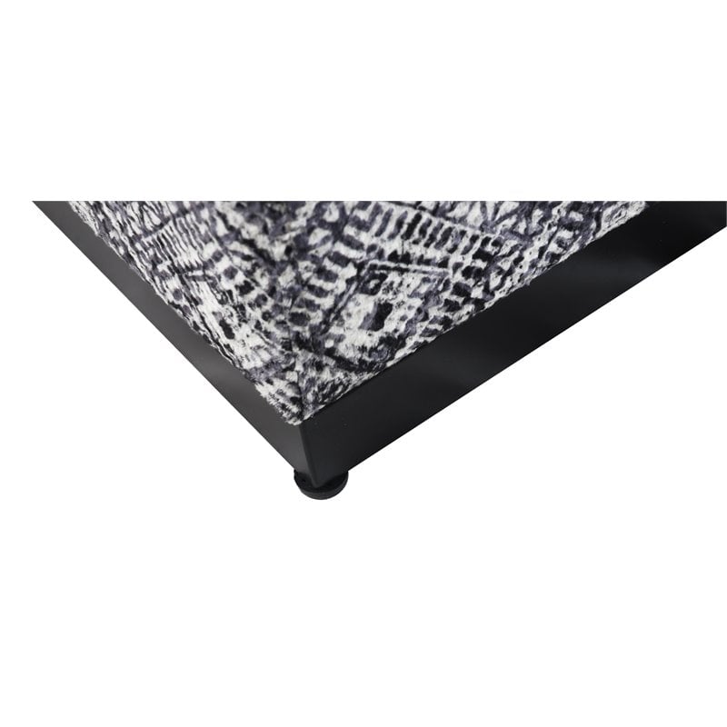 HomePop Cube Square Design Modern Tribal Pattern Fabric Ottoman in Black/White