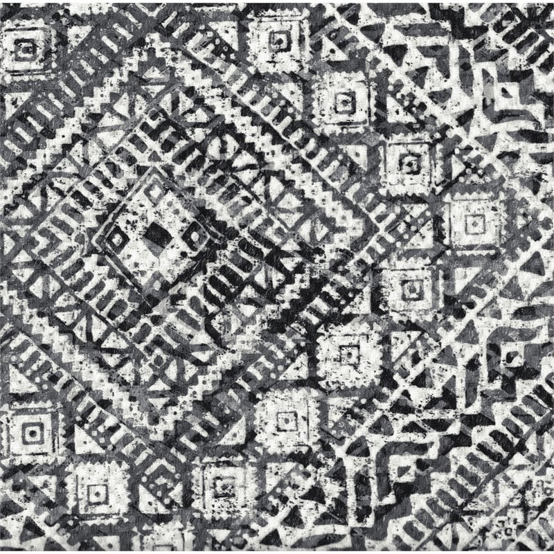 HomePop Cube Square Design Modern Tribal Pattern Fabric Ottoman in Black/White