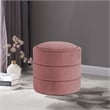 HomePop Round Transitional Velvet Upholstered Storage Ottoman in Blush Pink