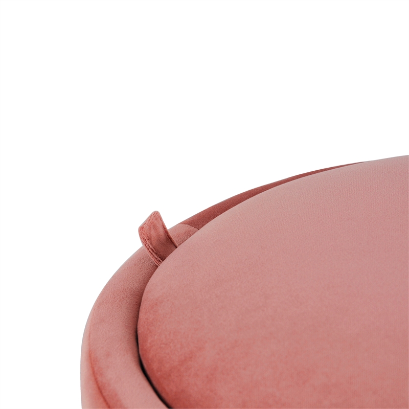 HomePop Round Transitional Velvet Upholstered Storage Ottoman in Blush Pink
