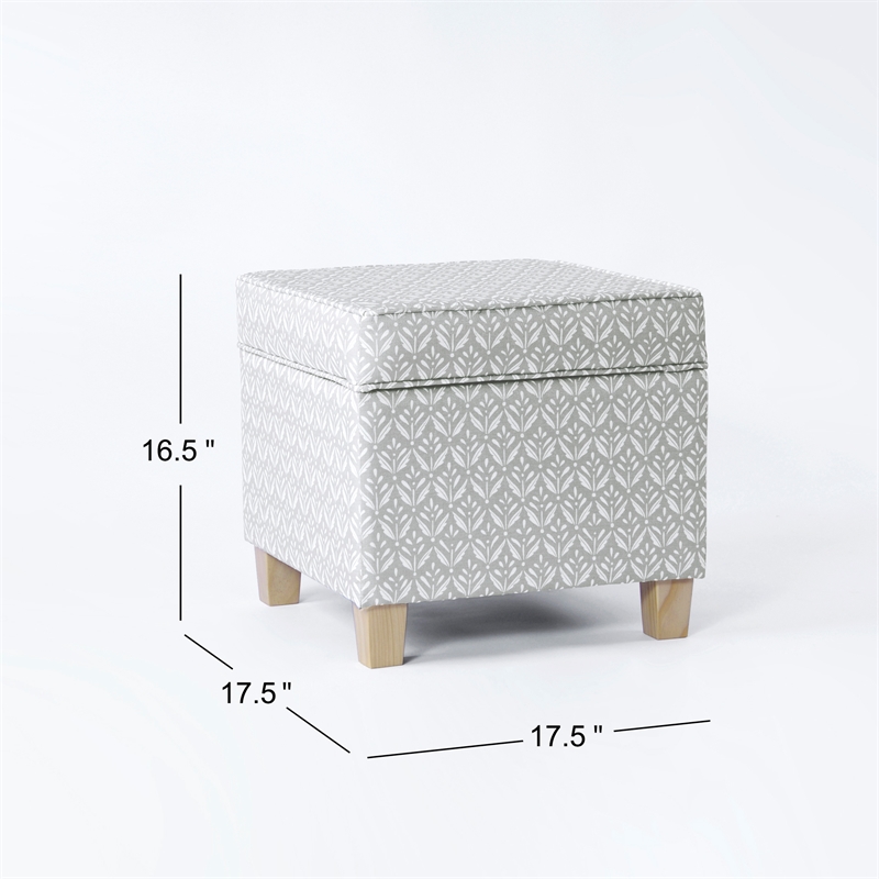 HomePop Square Transitional Fabric Storage Ottoman in Light Gray