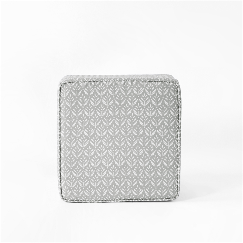 HomePop Square Transitional Fabric Storage Ottoman in Light Gray