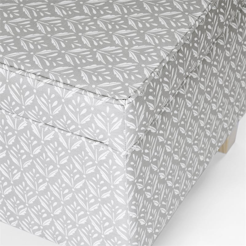 HomePop Square Transitional Fabric Storage Ottoman in Light Gray