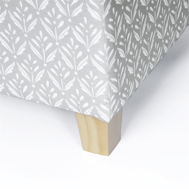 HomePop Square Transitional Fabric Storage Ottoman in Light Gray