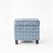 HomePop Square Transitional Fabric Storage Ottoman in Indigo Blue