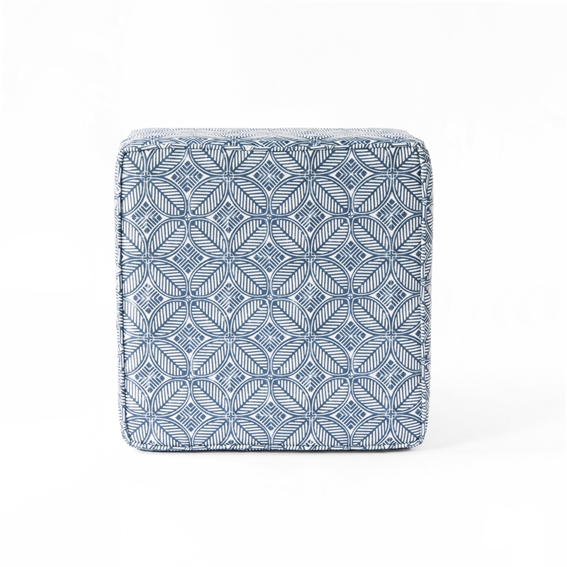 HomePop Square Transitional Fabric Storage Ottoman in Indigo Blue