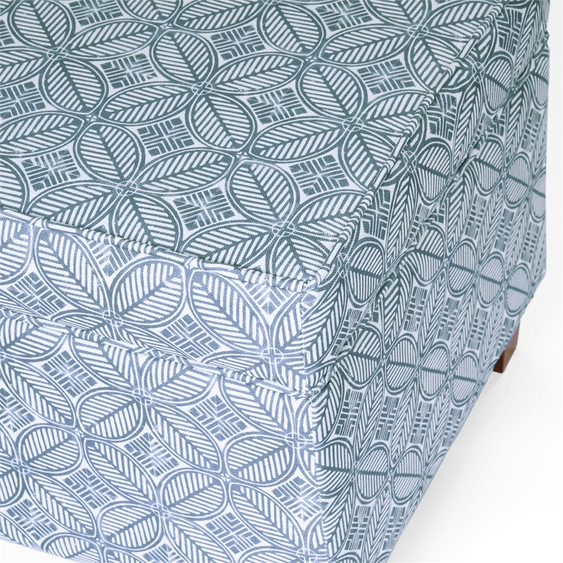 HomePop Square Transitional Fabric Storage Ottoman in Indigo Blue