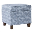 HomePop Square Transitional Fabric Storage Ottoman in Indigo Blue