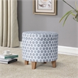HomePop Round Transitional Fabric Storage Ottoman in Multi-Color