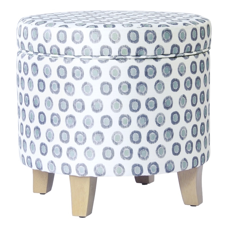 HomePop Round Transitional Fabric Storage Ottoman in Multi-Color