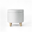 HomePop Round Transitional Fabric Storage Ottoman in Light Gray