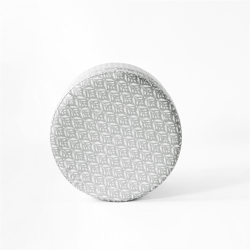 HomePop Round Transitional Fabric Storage Ottoman in Light Gray