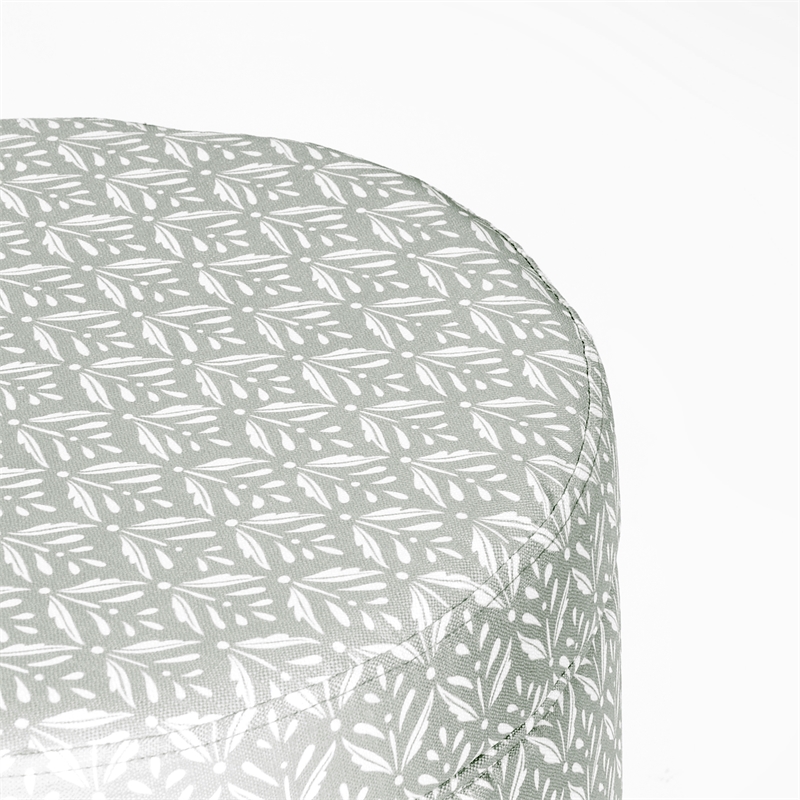 HomePop Round Transitional Fabric Storage Ottoman in Light Gray