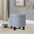 HomePop Round Transitional Fabric Storage Ottoman in Indigo Blue