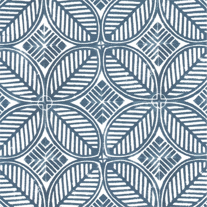 HomePop Round Transitional Fabric Storage Ottoman in Indigo Blue