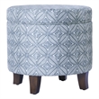 HomePop Round Transitional Fabric Storage Ottoman in Indigo Blue