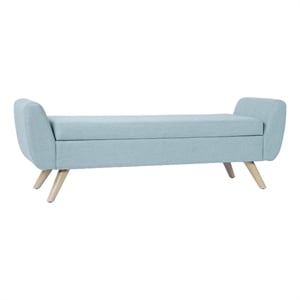 HomePop 17&quot Seat Height Modern Fabric & Wood Storage Bench in French Blue