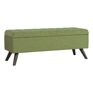 HomePop 18.5&quot Modern Fabric & Wood Tufted Storage Bench in Olive Green