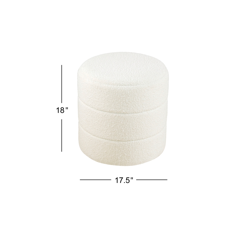 HomePop Round Transitional Fabric Upholstered Decorative Ottoman in Cream