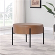HomePop Modern Faux Leather Decorative Ottoman in Carmel Brown