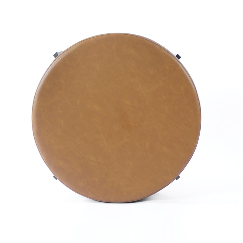 HomePop Modern Faux Leather Decorative Ottoman in Carmel Brown