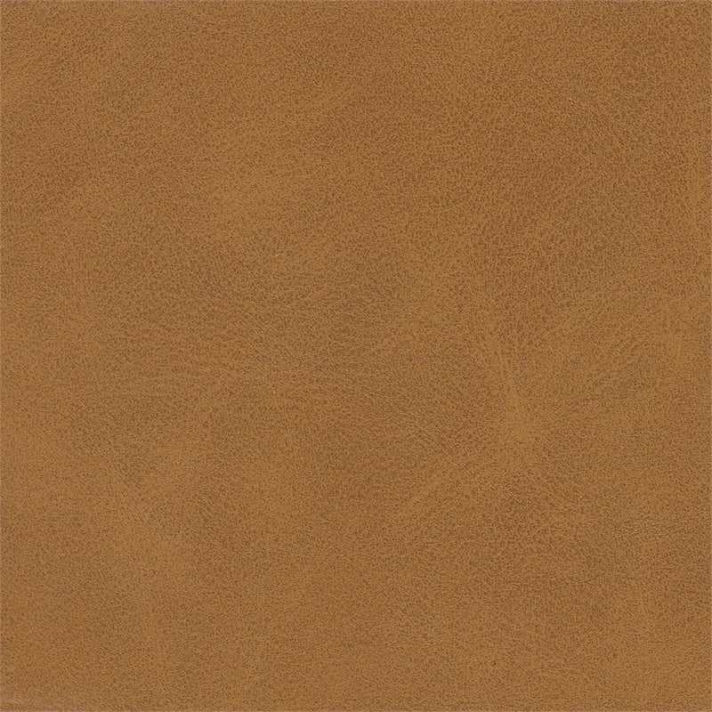 HomePop Modern Faux Leather Decorative Ottoman in Carmel Brown