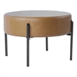 HomePop Modern Faux Leather Decorative Ottoman in Carmel Brown