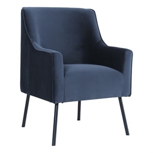 HomePop 20.9&quot Seat Height Modern Velvet Accent Chair in Navy Blue