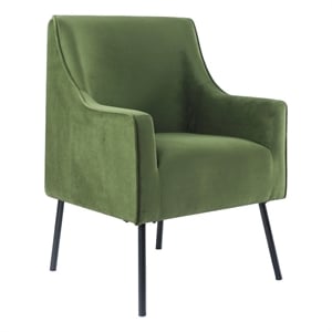 HomePop 20.9&quot Seat Height Modern Velvet Accent Chair in Green