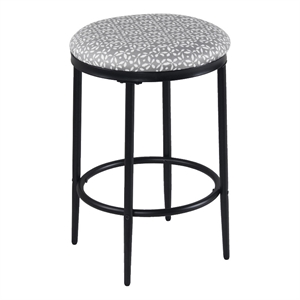 HomePop 24.5&quot Modern Metal & Fabric Upholstered Counter Stool in Light Gray