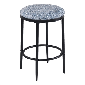 HomePop 24.5&quot Modern Metal & Fabric Upholstered Counter Stool in Indigo Blue