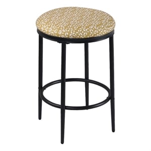 HomePop 24.5&quot Modern Metal & Fabric Upholstered Counter Stool in Golden Yellow
