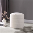 HomePop Round Transitional Fabric Upholstered Storage Ottoman in Cream