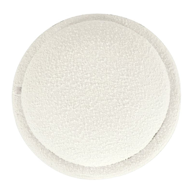 HomePop Round Transitional Fabric Upholstered Storage Ottoman in Cream