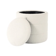 HomePop Round Transitional Fabric Upholstered Storage Ottoman in Cream
