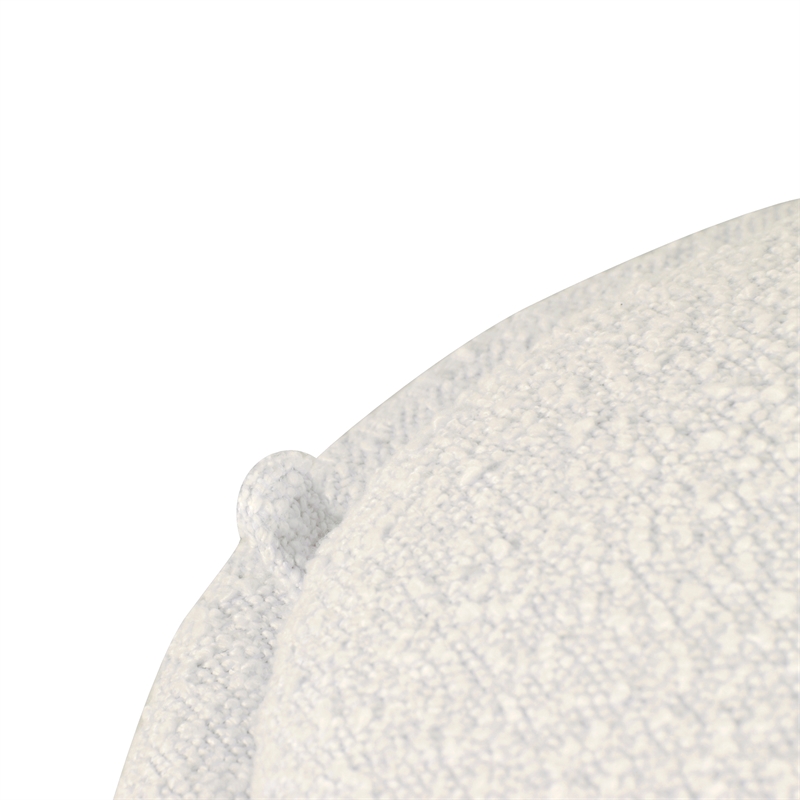 HomePop Round Transitional Fabric Upholstered Storage Ottoman in Cream