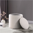 HomePop Round Transitional Fabric Upholstered Storage Ottoman in Cream